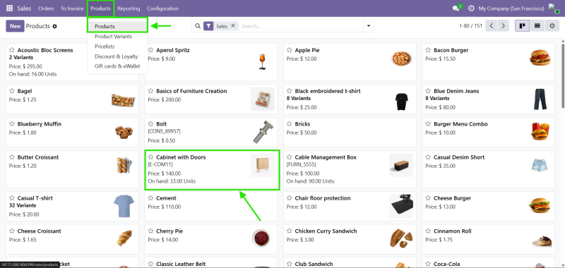 หน้าเมนู Product สำหรับนำ Tax ไปกำหนดให้กับสินค้าที่ต้องการ
