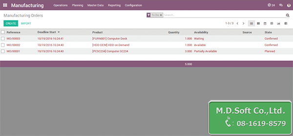 การเปลี่ยนแปลงที่เกิดขึ้นกับ Odoo10 MRP การเปลี่ยนแปลงที่เกิดขึ้นกับ Odoo10 MRP