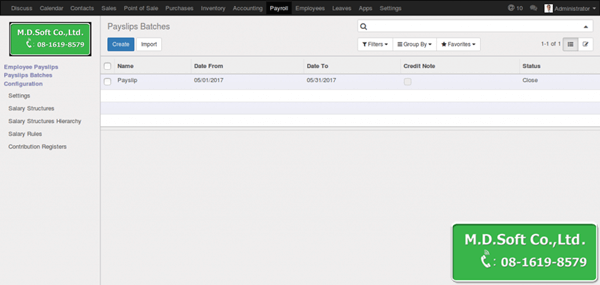 ERP Payroll Payslips Batches