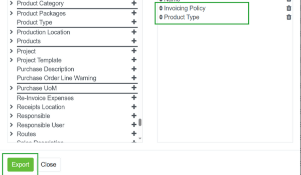 เลือกฟิลด์ที่ต้องการ Export